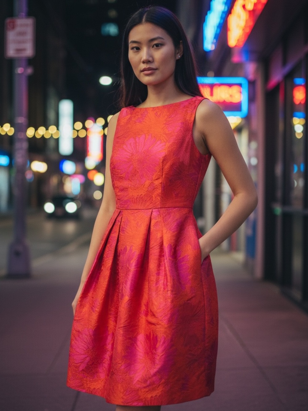 Carlisle “Charming” Red-Pink Floral Sleeveless Fit-and-Flare Dress NWT Size 4